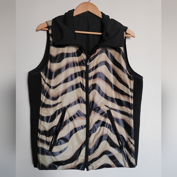 Ralph Lauren Reversible Vest Stretch Ribbed Side Panels, Women's XL, Black Tiger - Picture 1 of 12